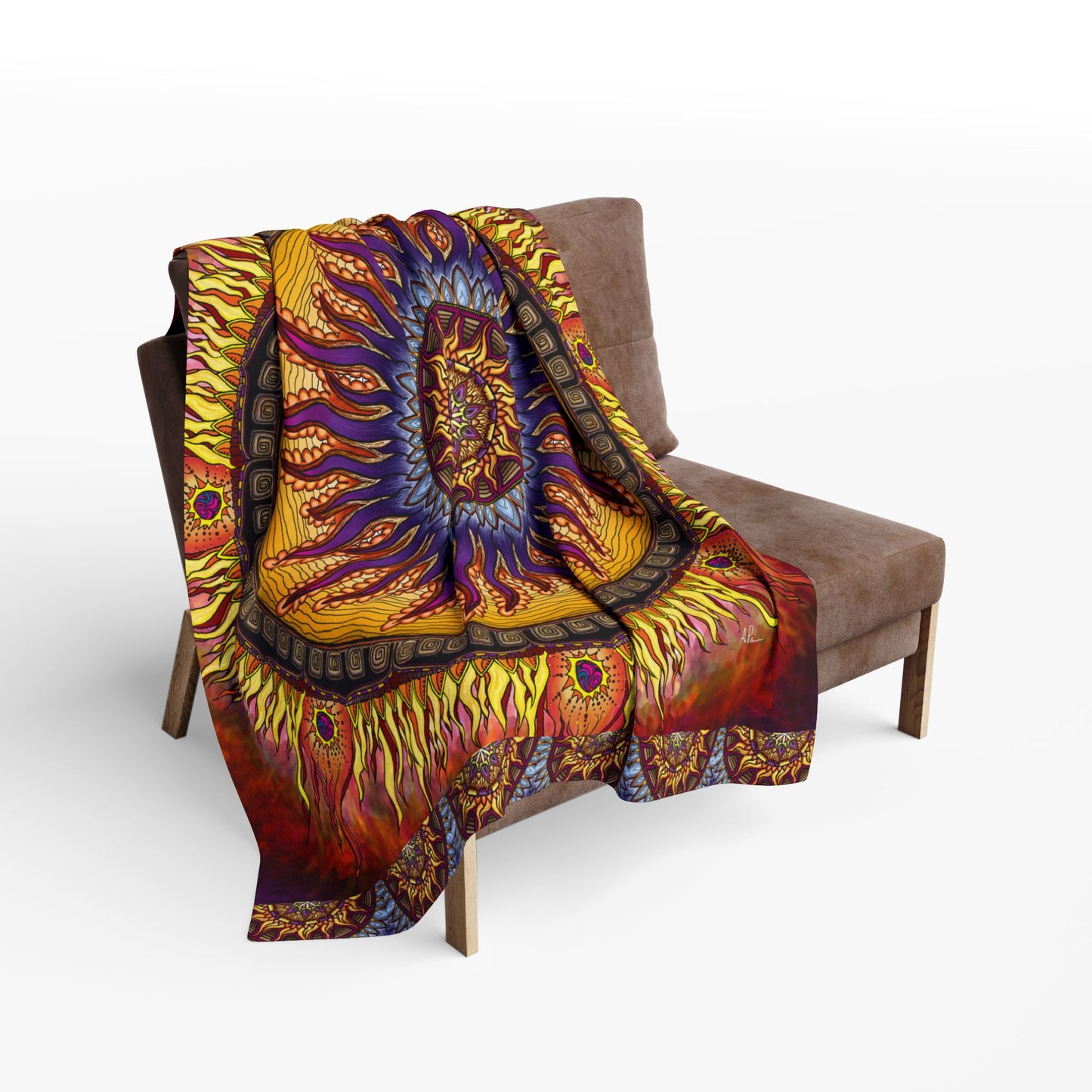 Solar Disc Mandala - Arctic Fleece Blanket