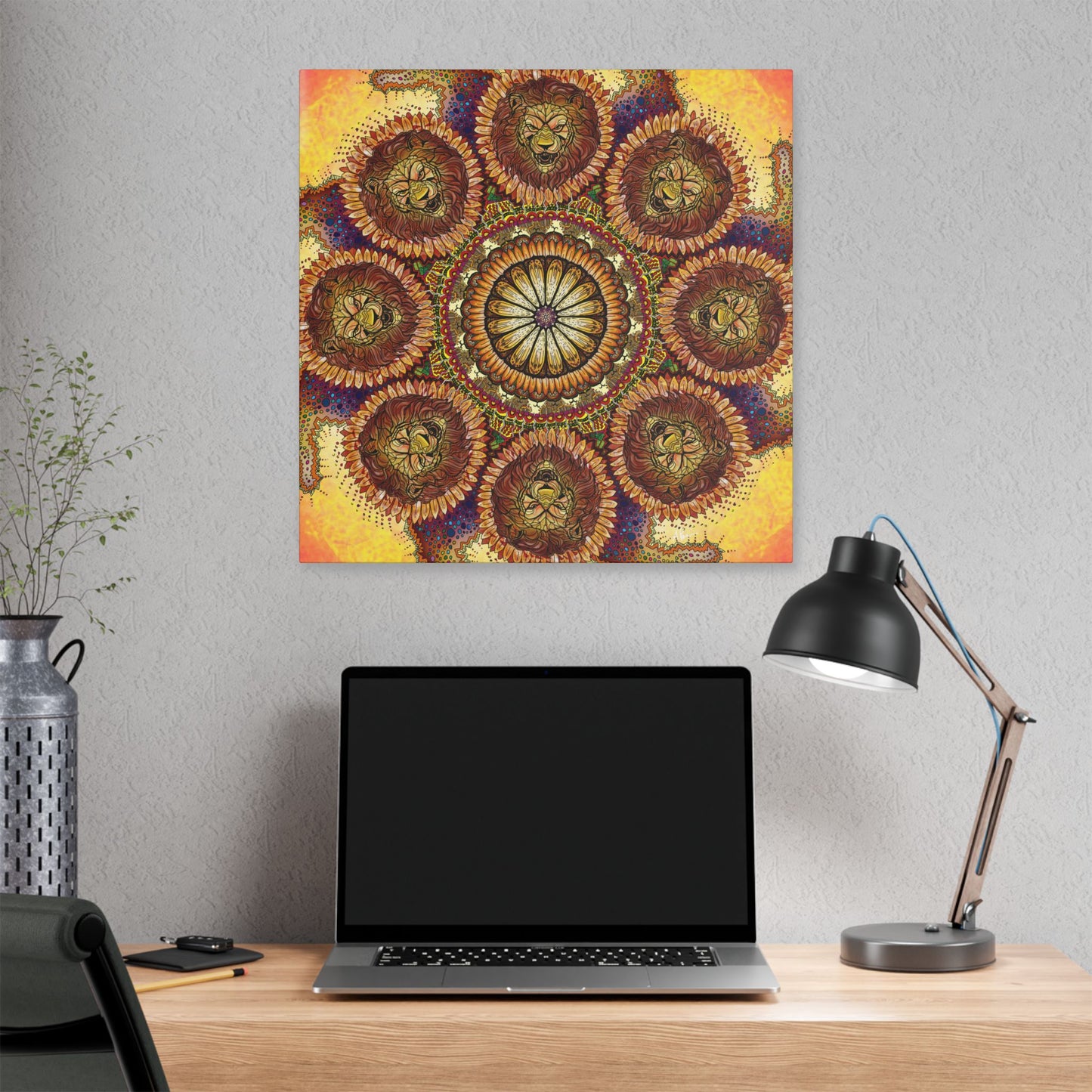 Lion Summer Mandala - Canvas Block