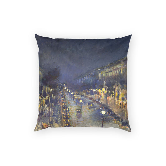 Pissarro, Camille - The Boulevard Montmartre At Night (1897) - Poly Velvet Pillow