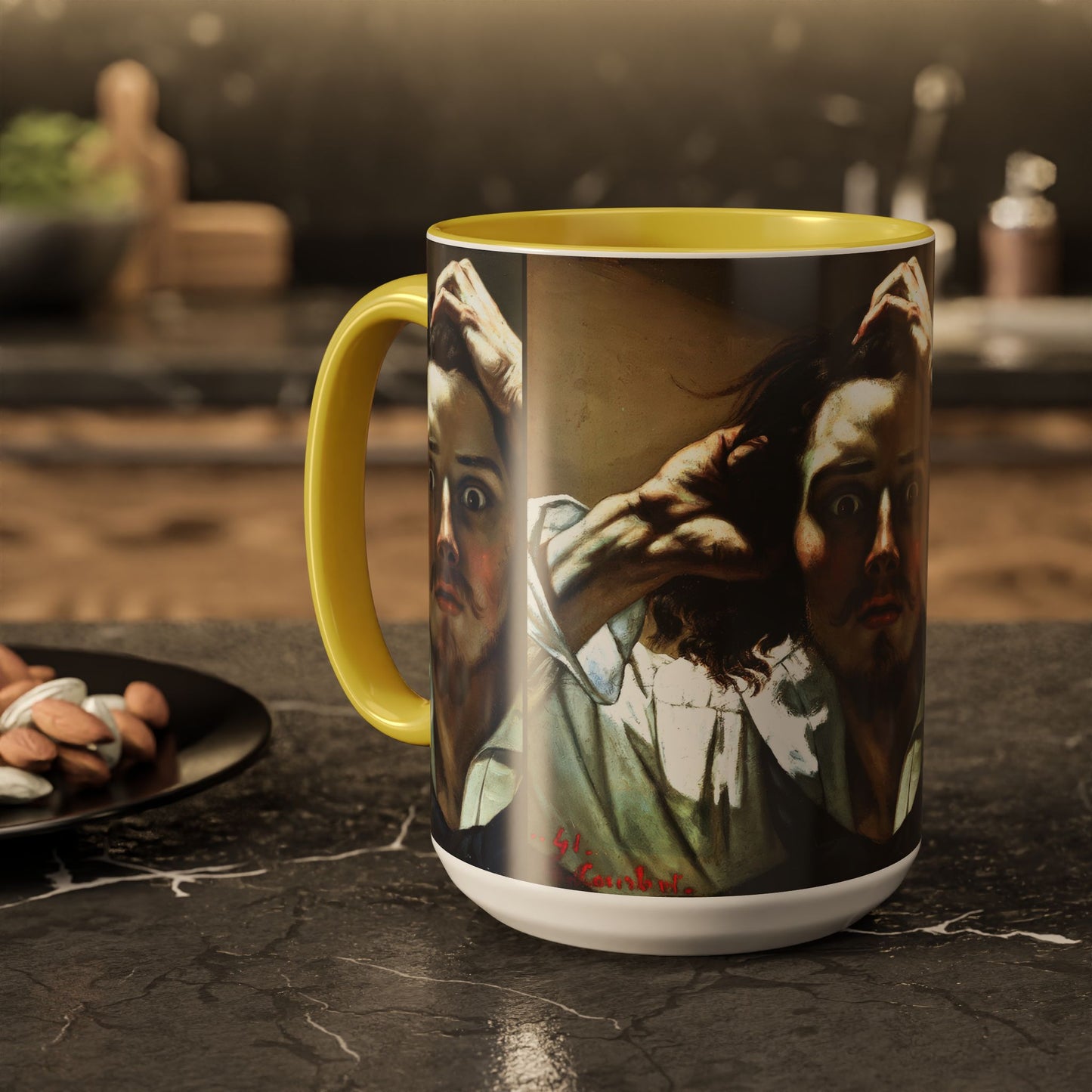 Courbet, Gustave - The Desperate Man (1843) - Colorful Accent Mugs