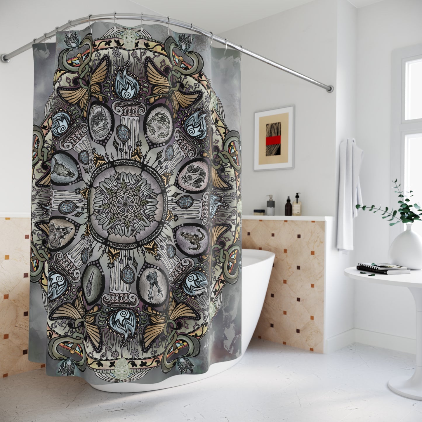 Memento Mori Mandala - Shower Curtains