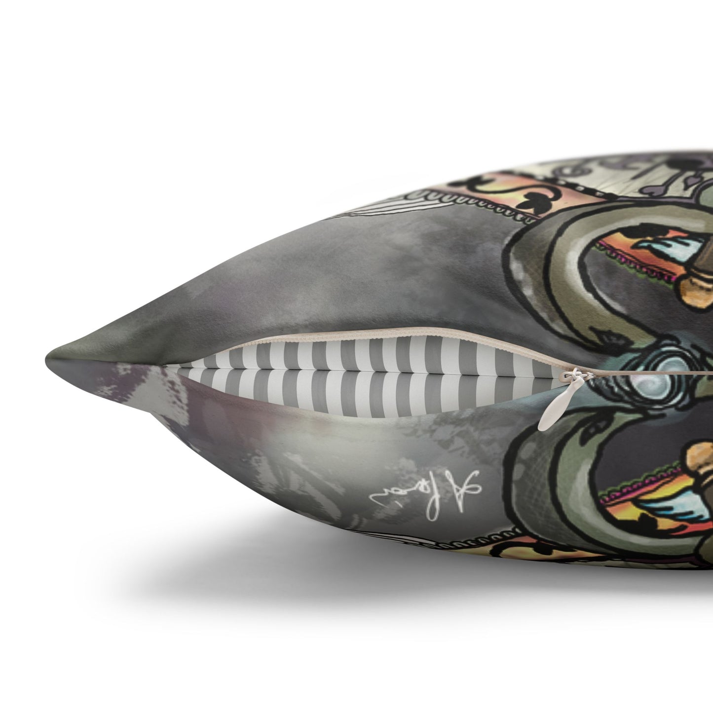 Pacio, Adam - Memento Mori Mandala - Suede Square Pillowcase