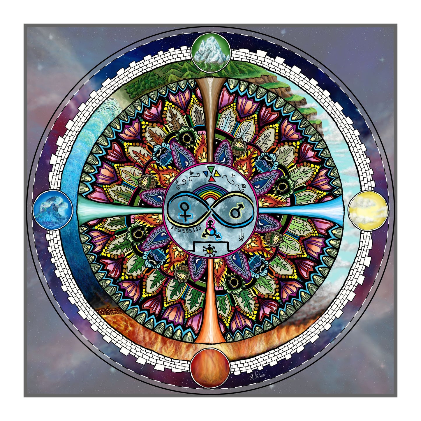 Lunar Rites Mandala - PU Leather Mouse Mat