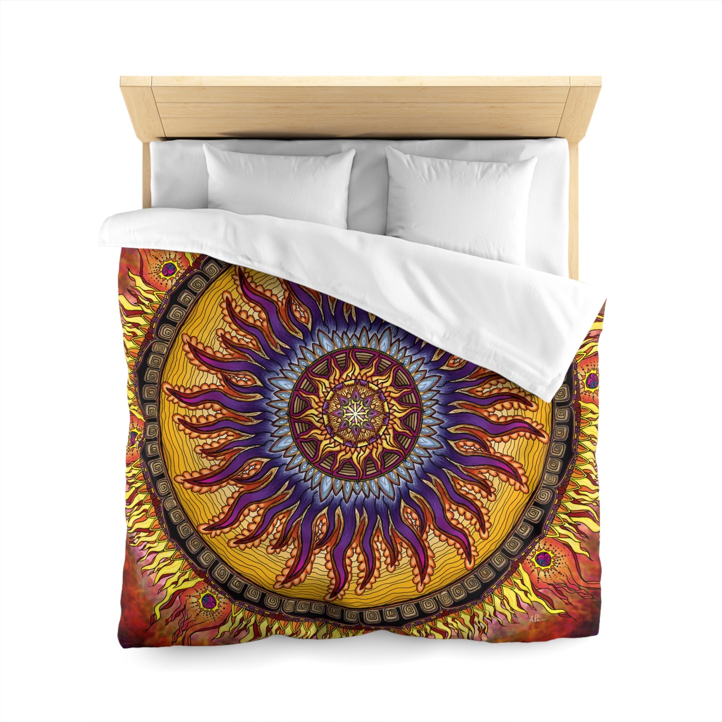 Solar Disc Mandala - Microfiber Duvet Cover