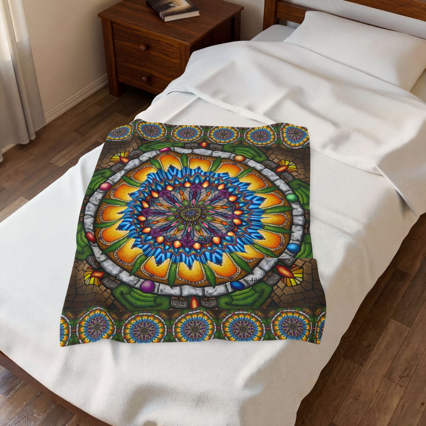 Pacio, Adam - Emerald Arrows Mandal - Velveteen Plush Blanket