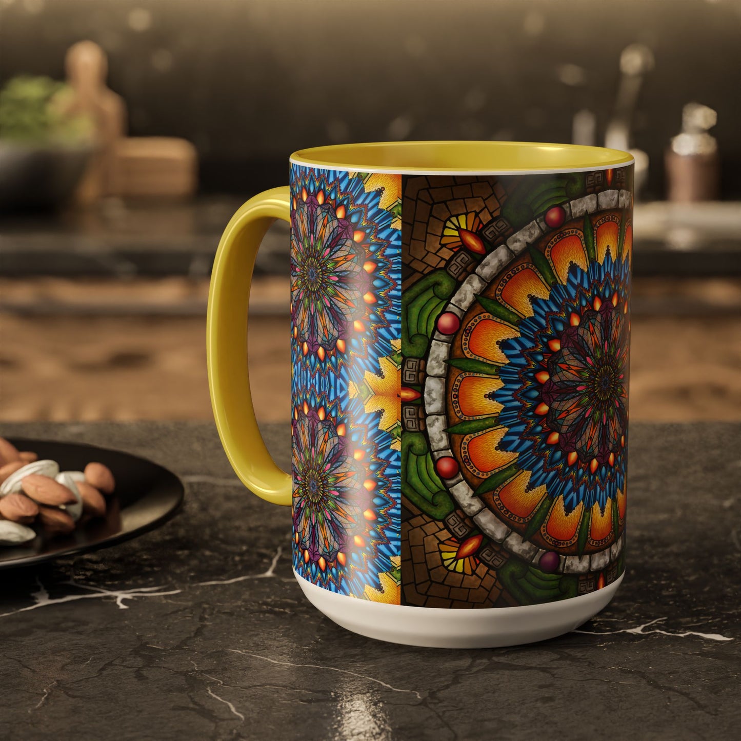 Pacio, Adam - Emerald Arrows Mandala - Colorful Accent Mugs