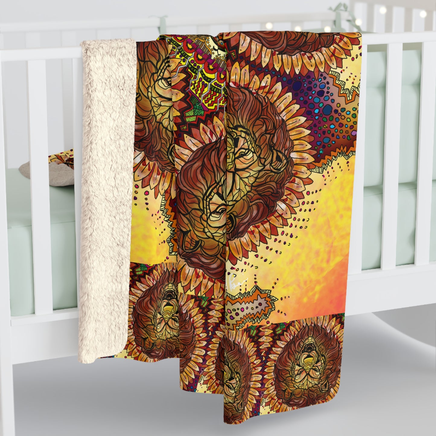 Lion Summer Mandala - Sherpa Fleece Blanket
