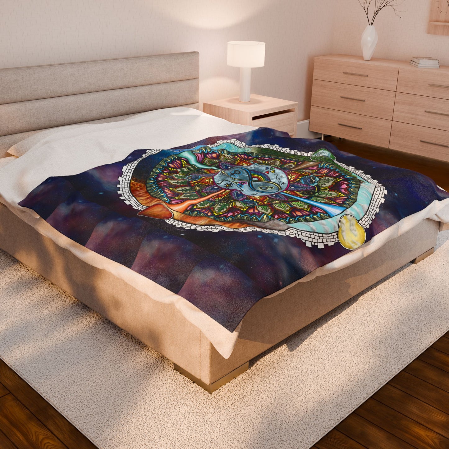 Lunar Rites Mandala - Velveteen Plush Blanket