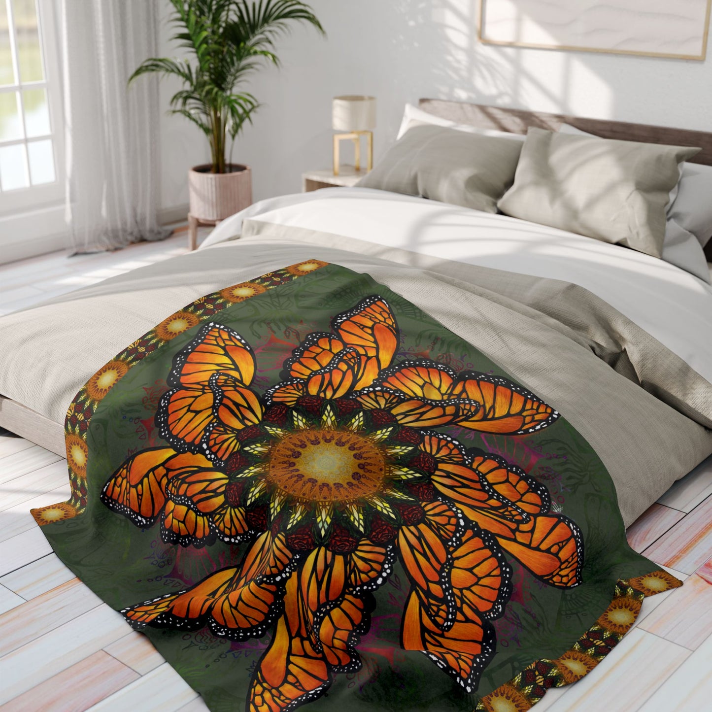 Pacio, Adam - Monarch Butterfly Mandala - Arctic Fleece Blanket