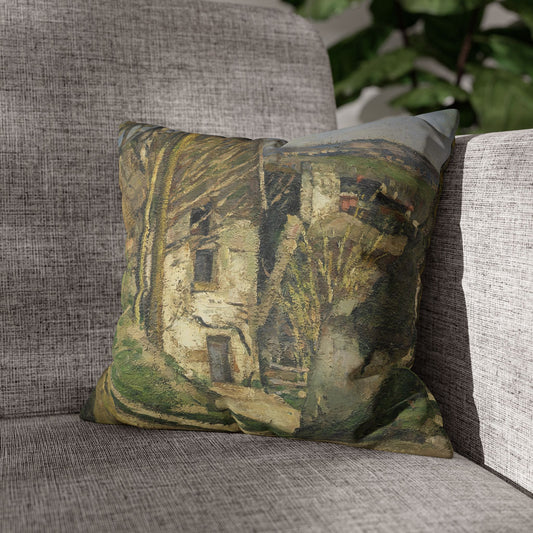 Cézanne, Paul - The House of the Hanged Man, Auvers-sur-Oise (1874) - Suede Square Pillowcase
