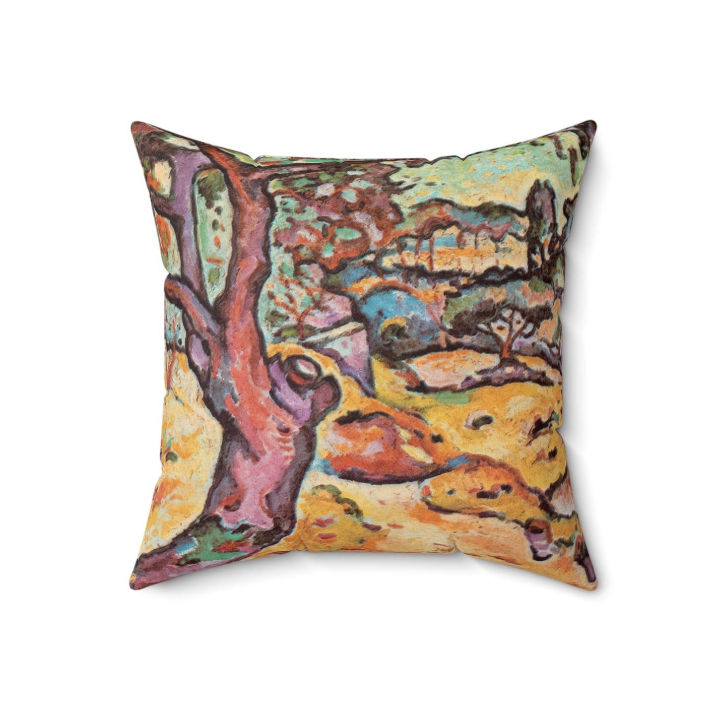 Braque, Georges - Olive Tree near L'Estaque (1906) - Suede Square Pillow