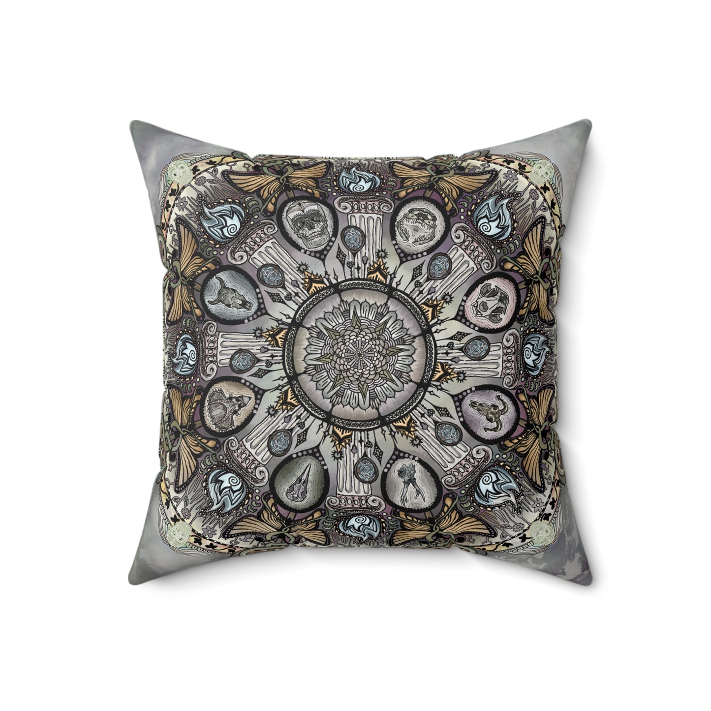 Pacio, Adam - Memento Mori Mandala - Suede Square Pillow