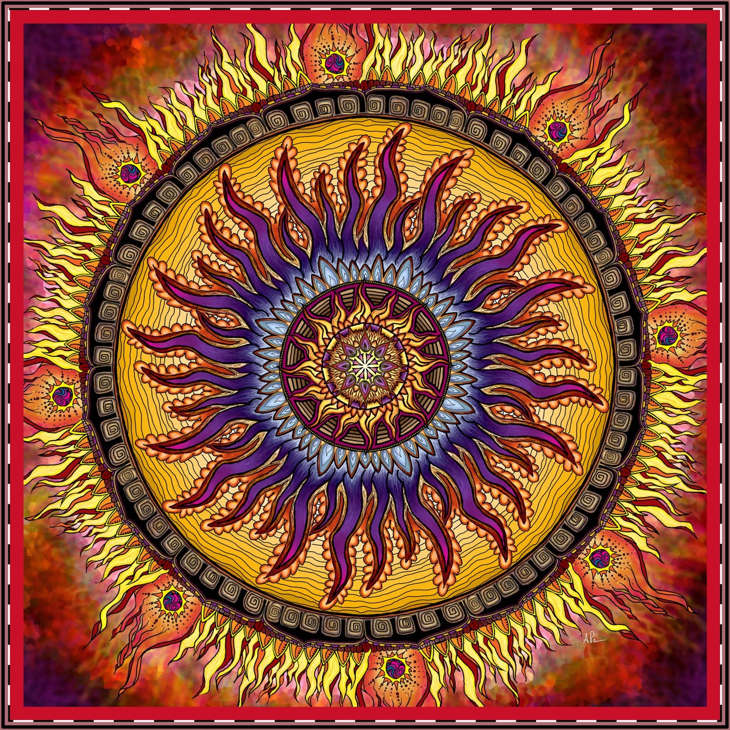 Solar Disc Mandala - Satin Poster