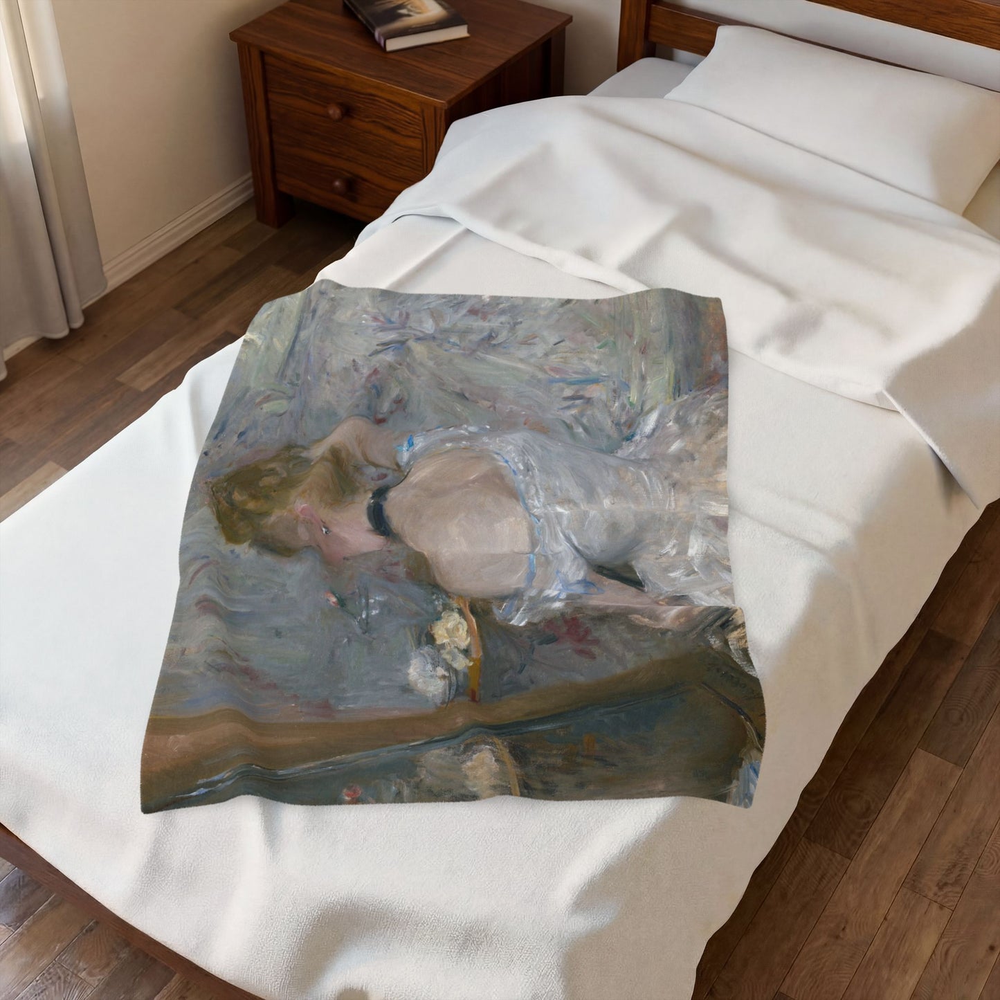 Morisot, Berthe - Woman at Her Toilette (1880) - Velveteen Plush Blanket