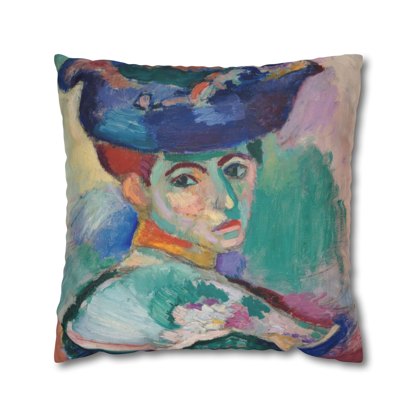 Matisse, Henri - Woman with a Hat (1905) - Suede Square Pillowcase