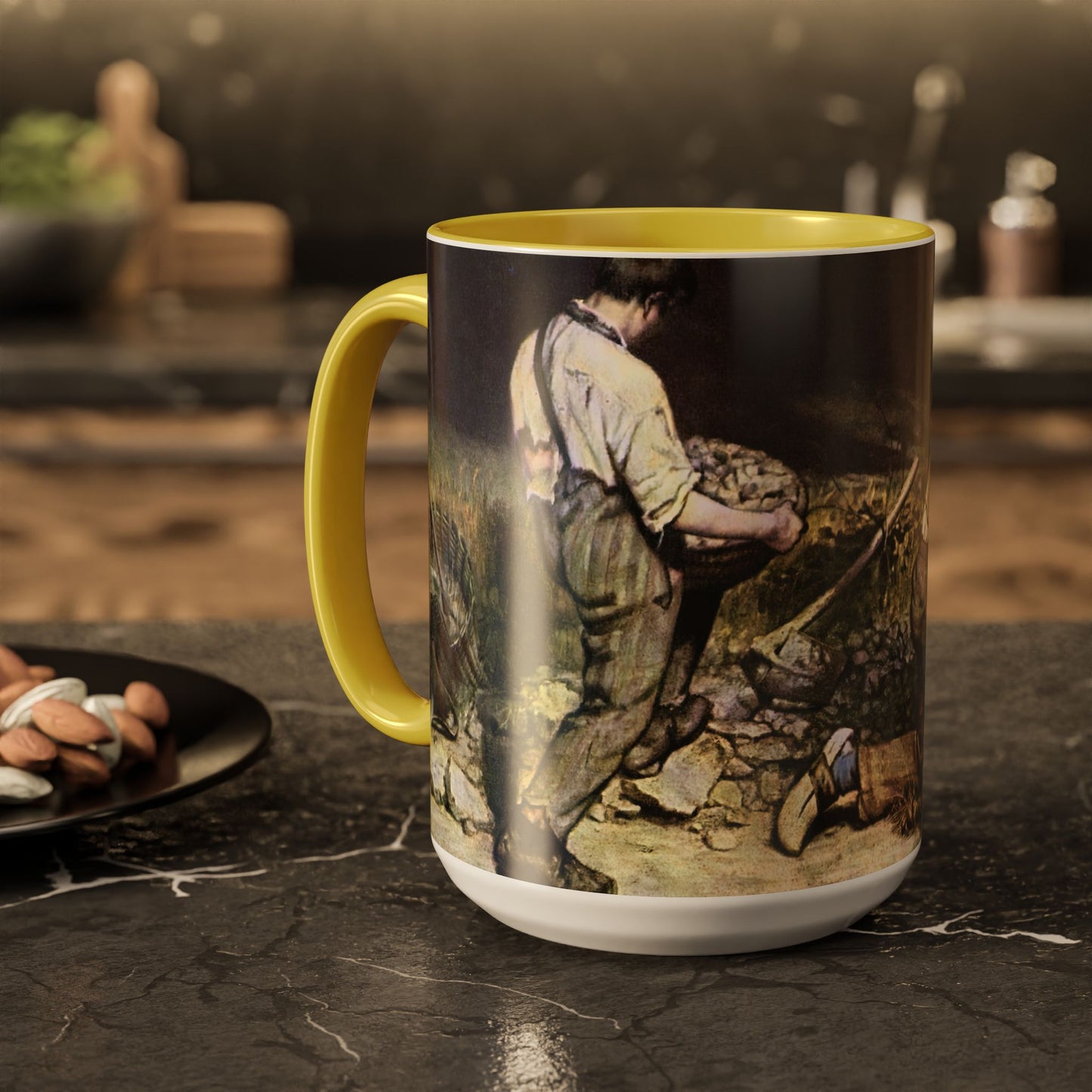 Courbet, Gustave - The Stone Breakers (1850) - Colorful Accent Mugs