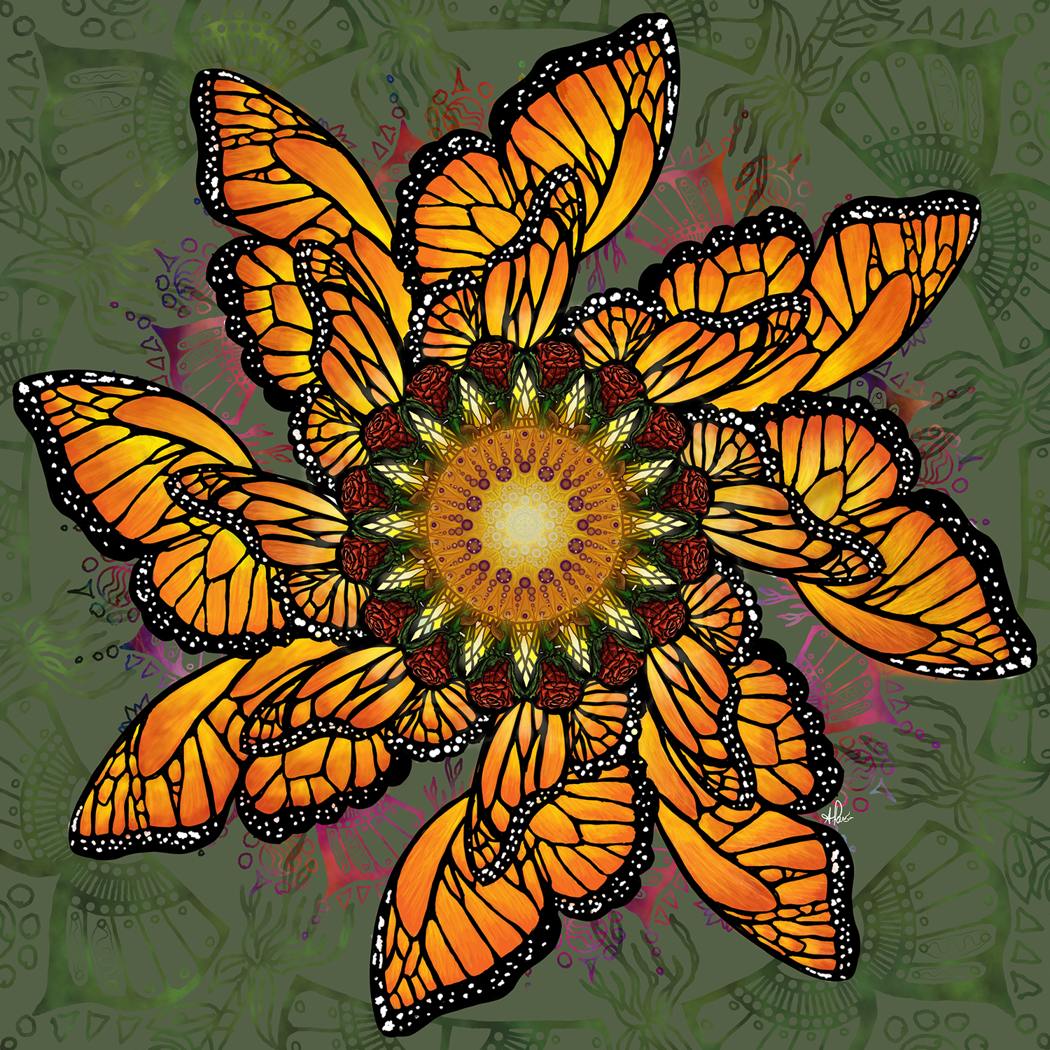 Monarch Butterfly Mandala (D017)