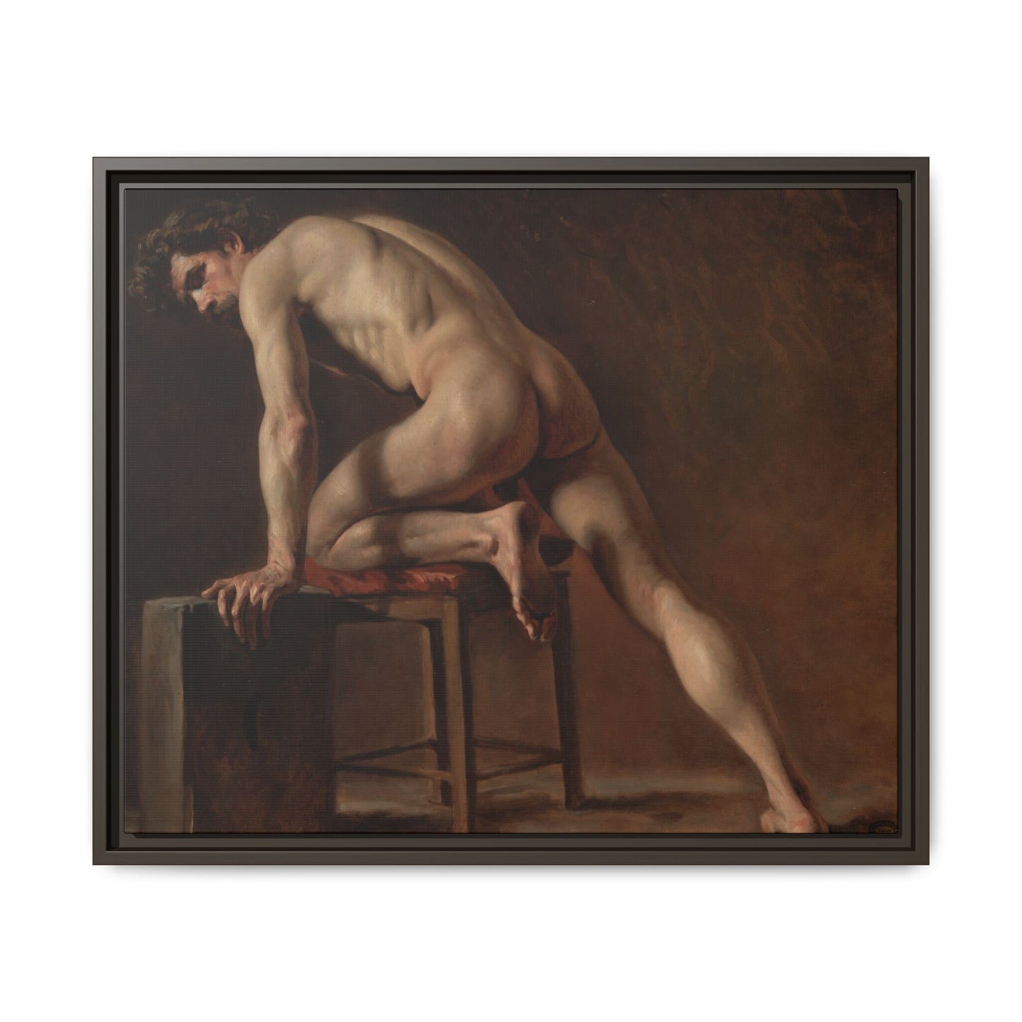 Courbet, Gustave - Study of a Nude Man (1840) - Matte Canvas, Framed