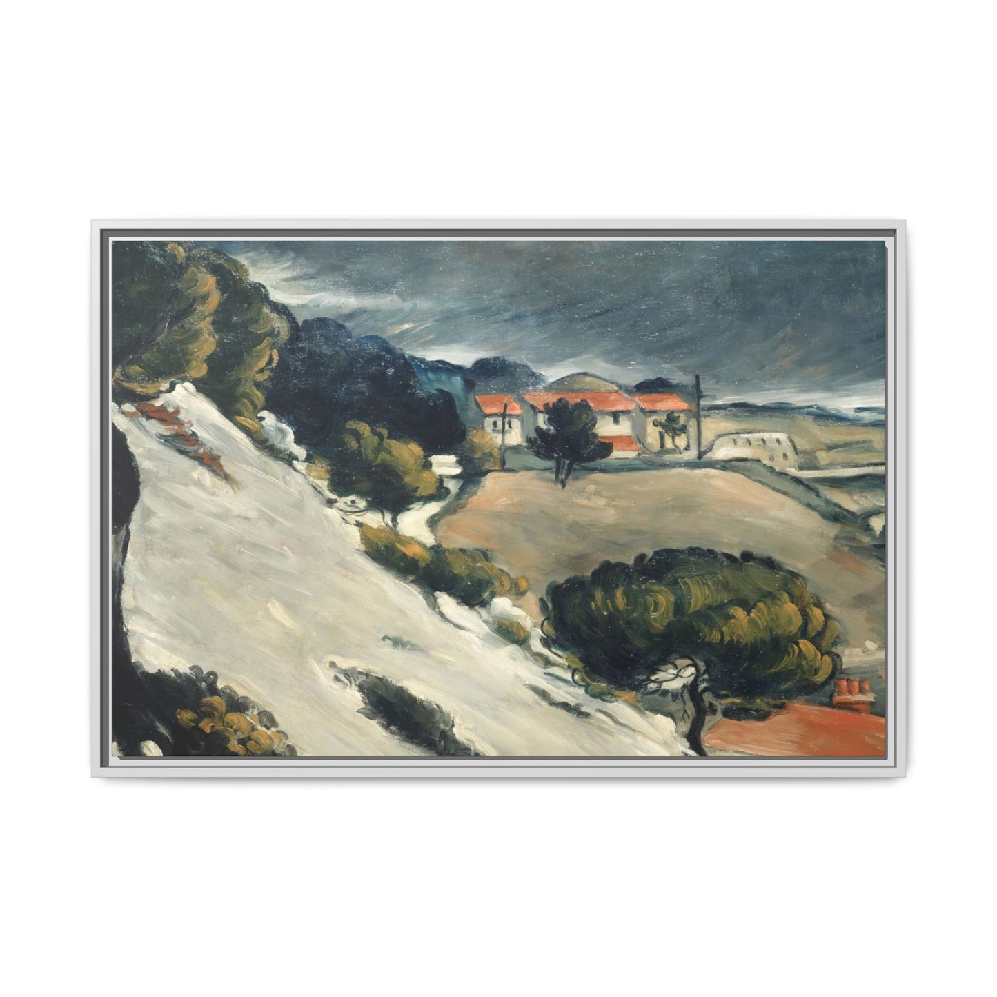 Cézanne, Paul - L’Estaque, Melting Snow (1870) - Matte Canvas, Framed
