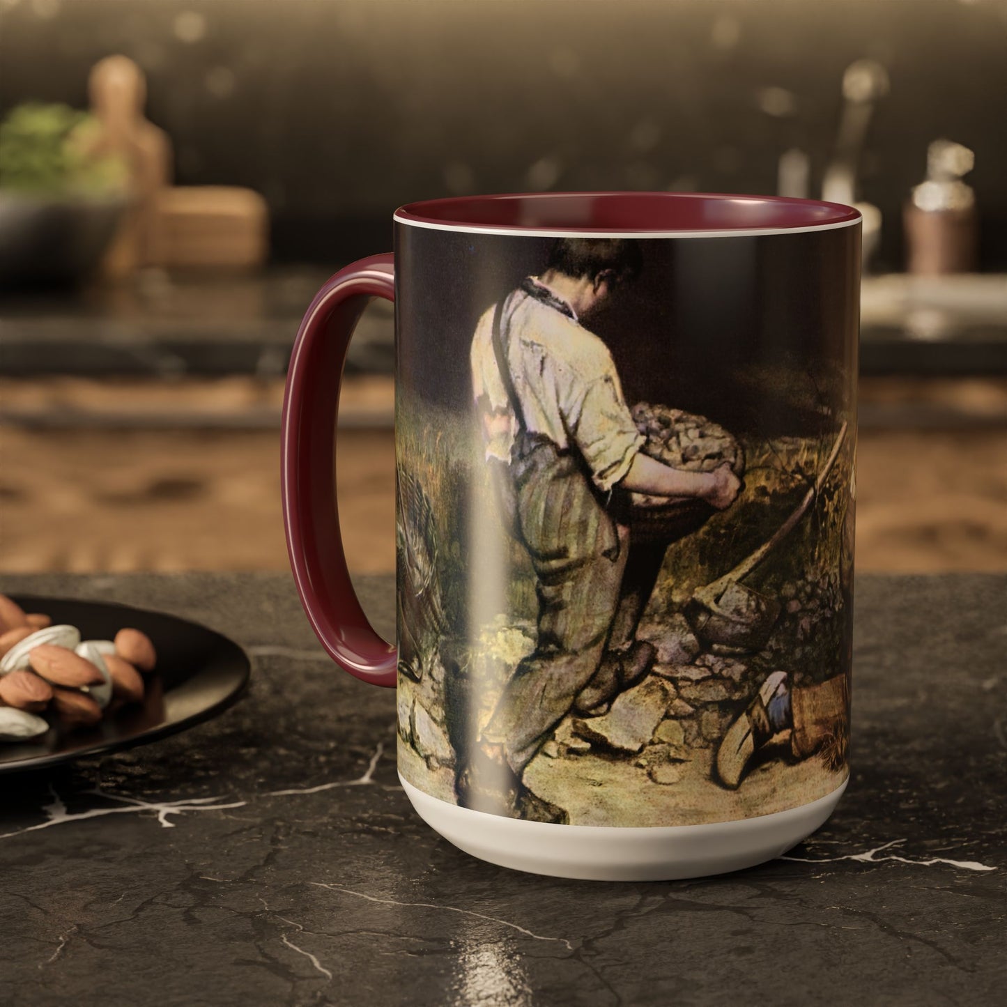 Courbet, Gustave - The Stone Breakers (1850) - Colorful Accent Mugs