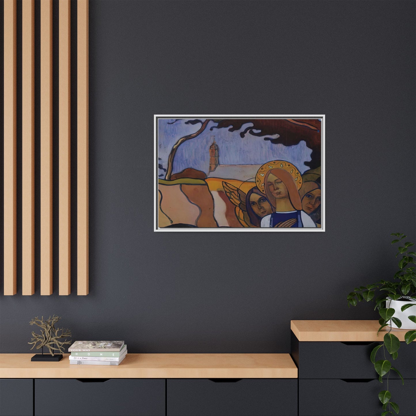 Filiger, Charles - Virgin and Two Angels (1895) - Matte Canvas, Framed