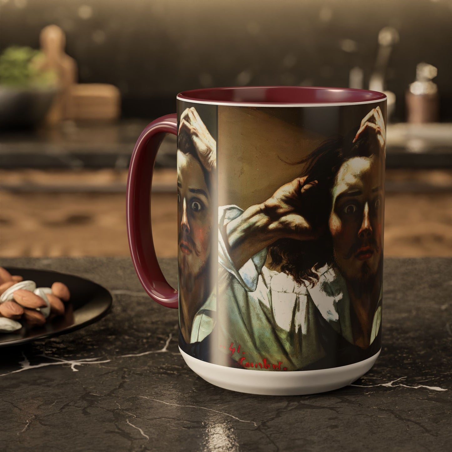 Courbet, Gustave - The Desperate Man (1843) - Colorful Accent Mugs