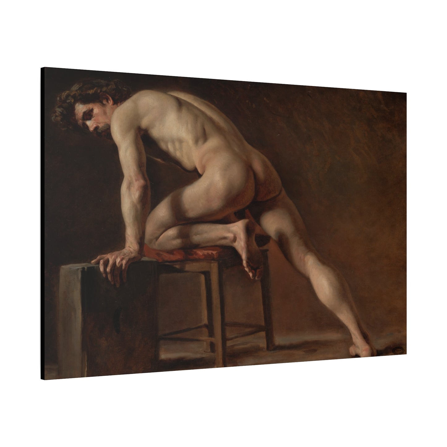 Courbet, Gustave - Study of a Nude Man (1840) - Canvas Block, unframed