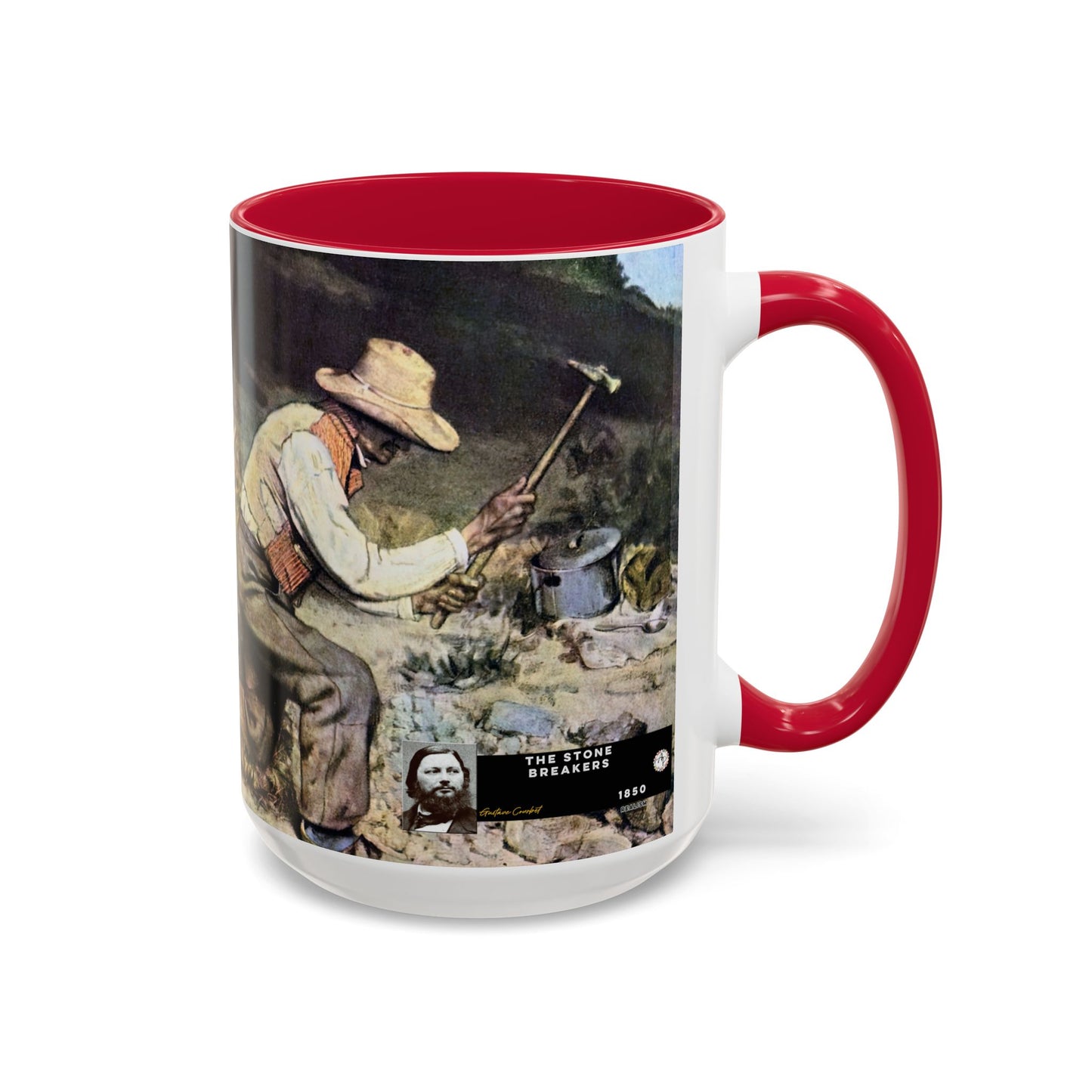 Courbet, Gustave - The Stone Breakers (1850) - Colorful Accent Mugs