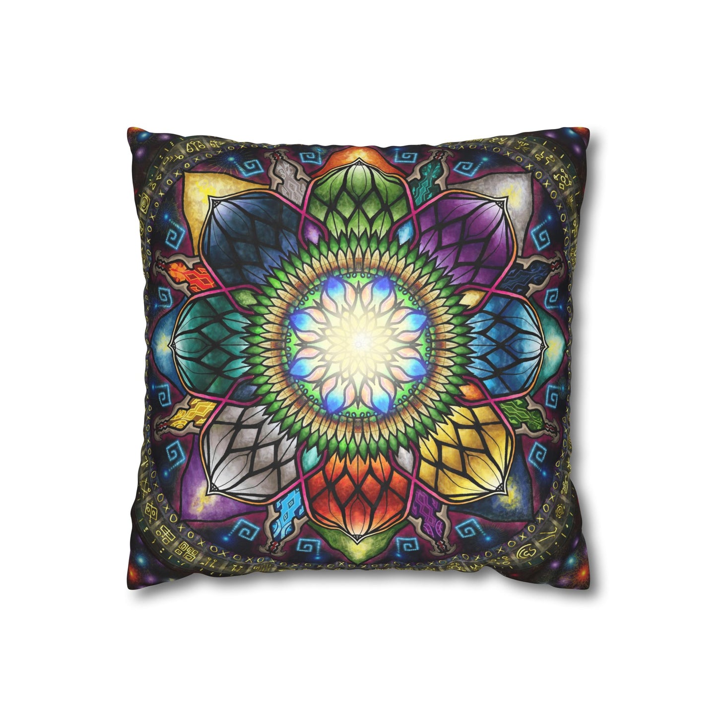 Pacio, Adam - Mystic Jewel Mandala - Suede Square Pillowcase