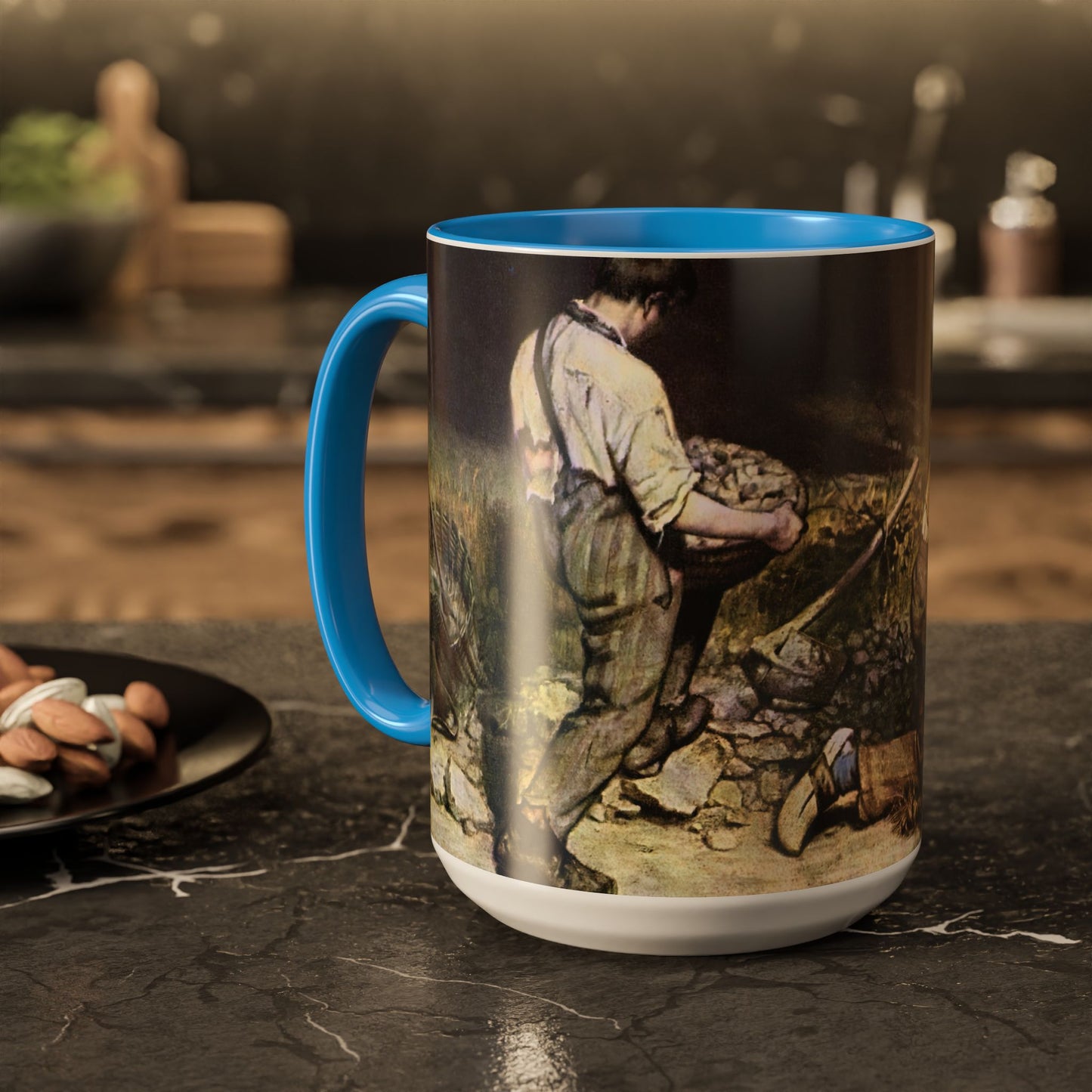 Courbet, Gustave - The Stone Breakers (1850) - Colorful Accent Mugs