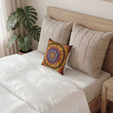 Solar Disc Mandala - Poly Velvet Pillow