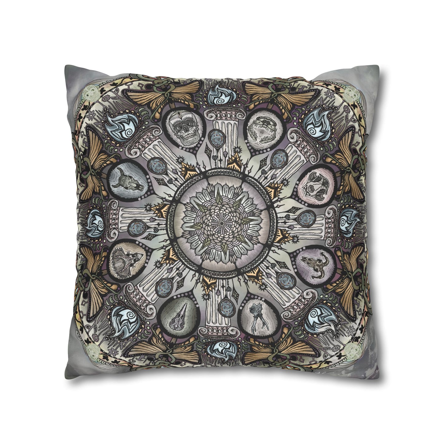 Pacio, Adam - Memento Mori Mandala - Suede Square Pillowcase