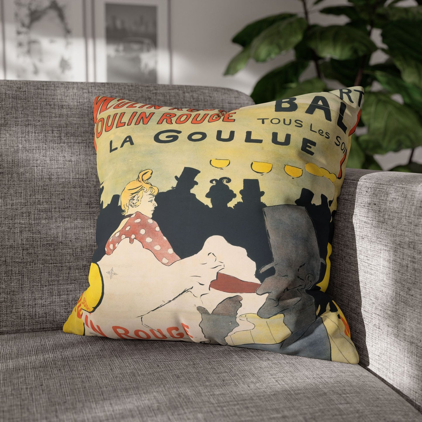 Toulouse-Lautrec, Henri - Moulin Rouge - La Goulue (1891) - Suede Square Pillowcase