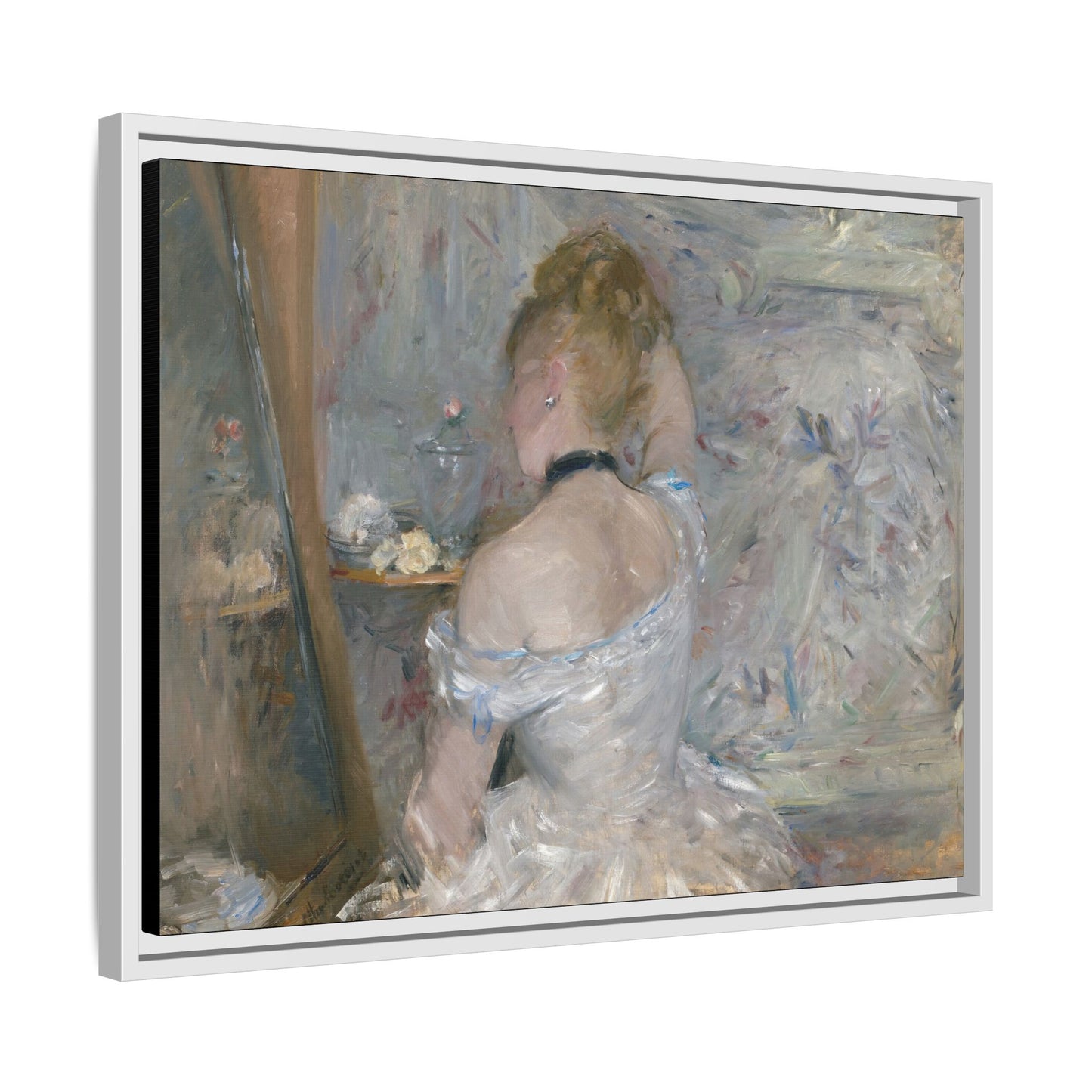 Morisot, Berthe - Woman at Her Toilette (1880) - Matte Canvas, Framed