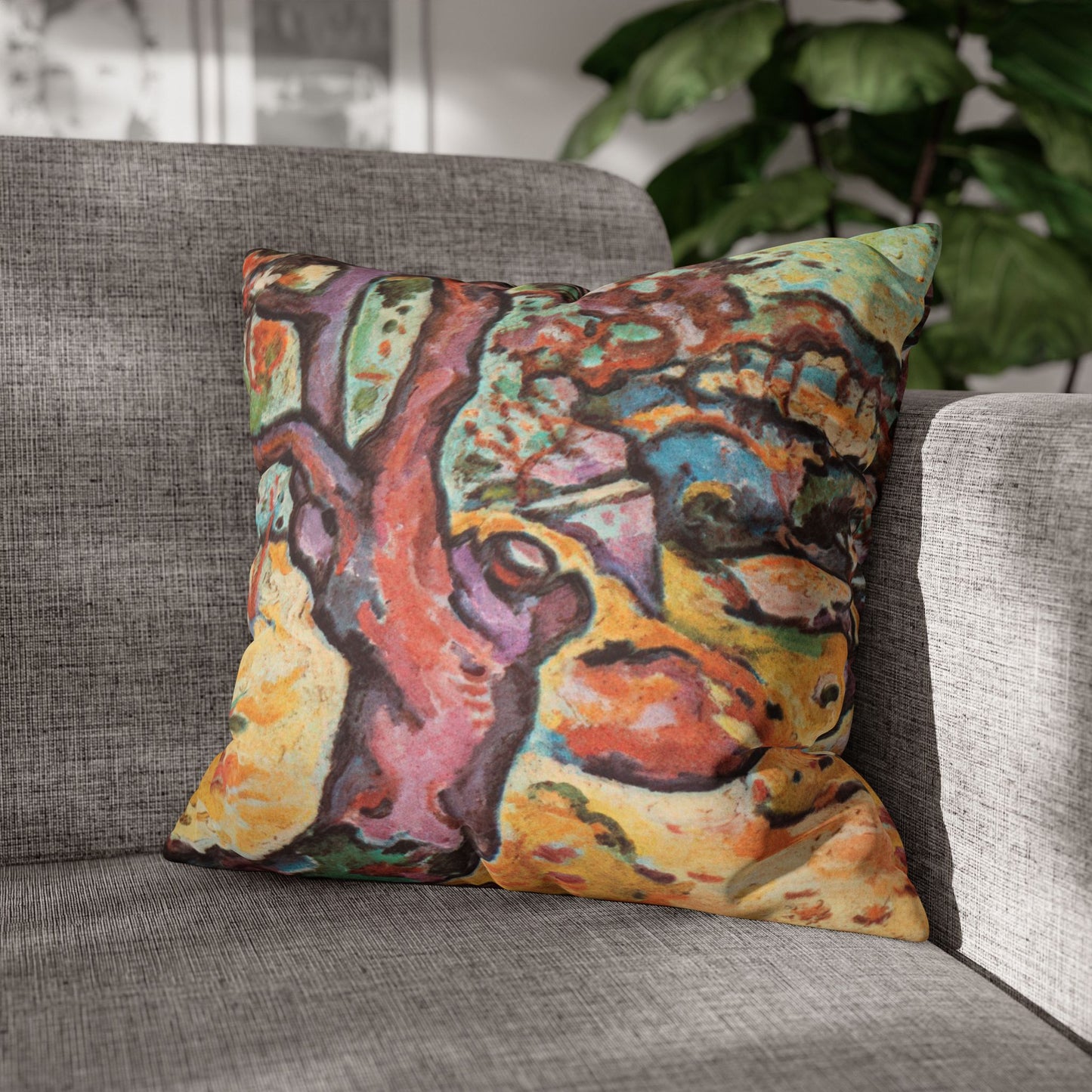 Braque, Georges - Olive Tree near L'Estaque (1906) - Suede Square Pillowcase