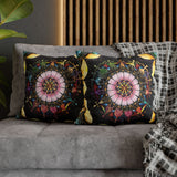 Obsidian Grandmothers Mandala - Suede Square Pillowcase