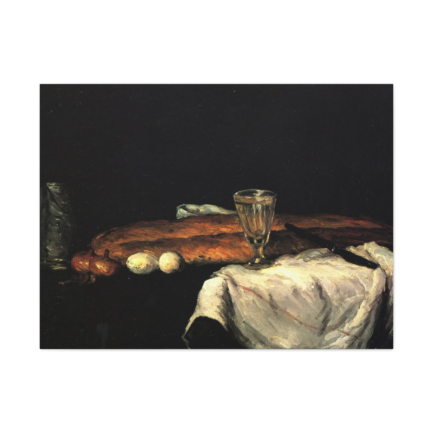 Cézanne, Paul - Still Life with Bread and Eggs (1865) - Canvas Block, unframed