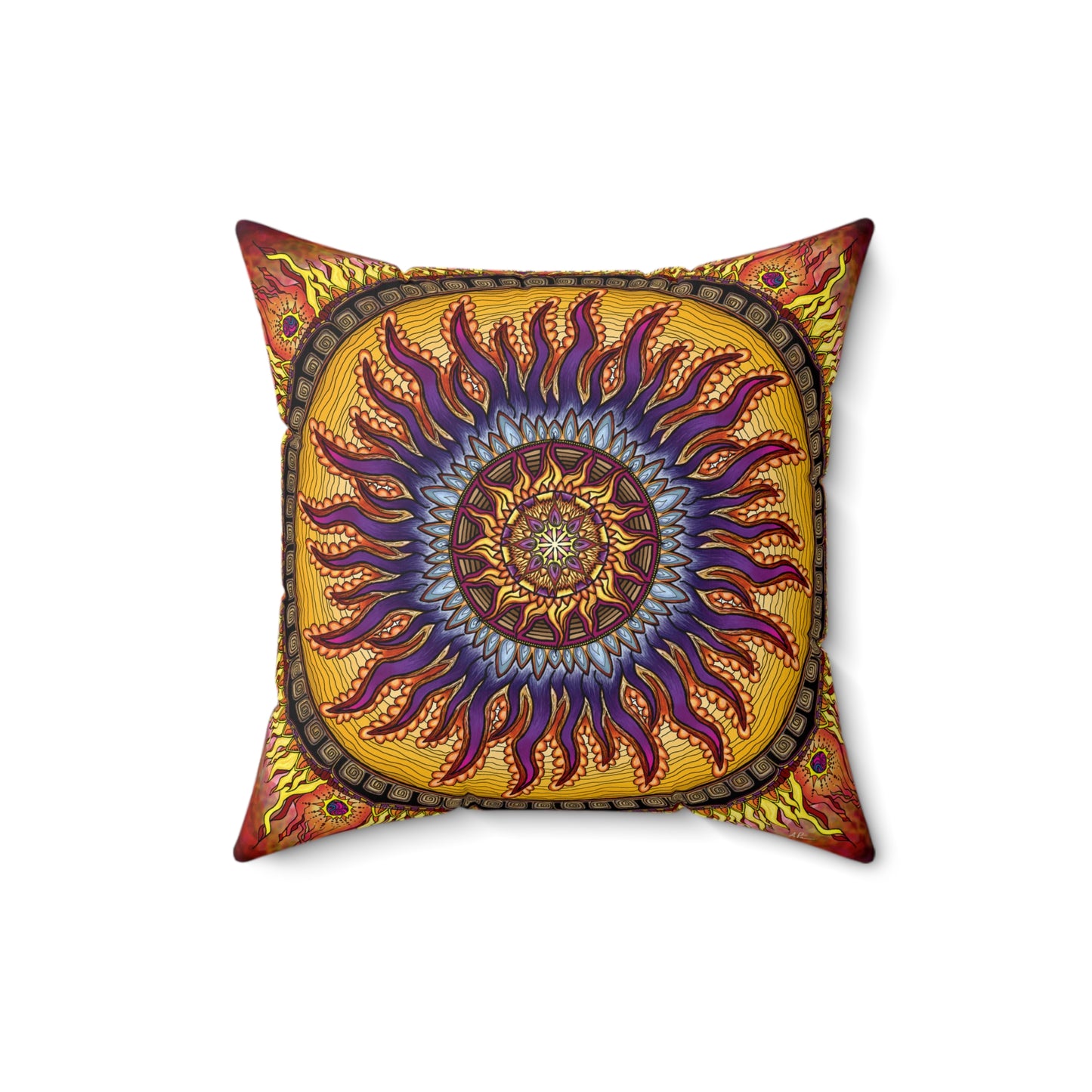 Pacio, Adam - Solar Disc Mandala - Suede Square Pillow