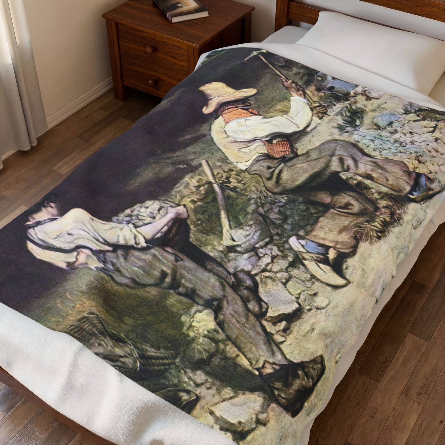 Courbet, Gustave - The Stone Breakers (1850) - Velveteen Plush Blanket