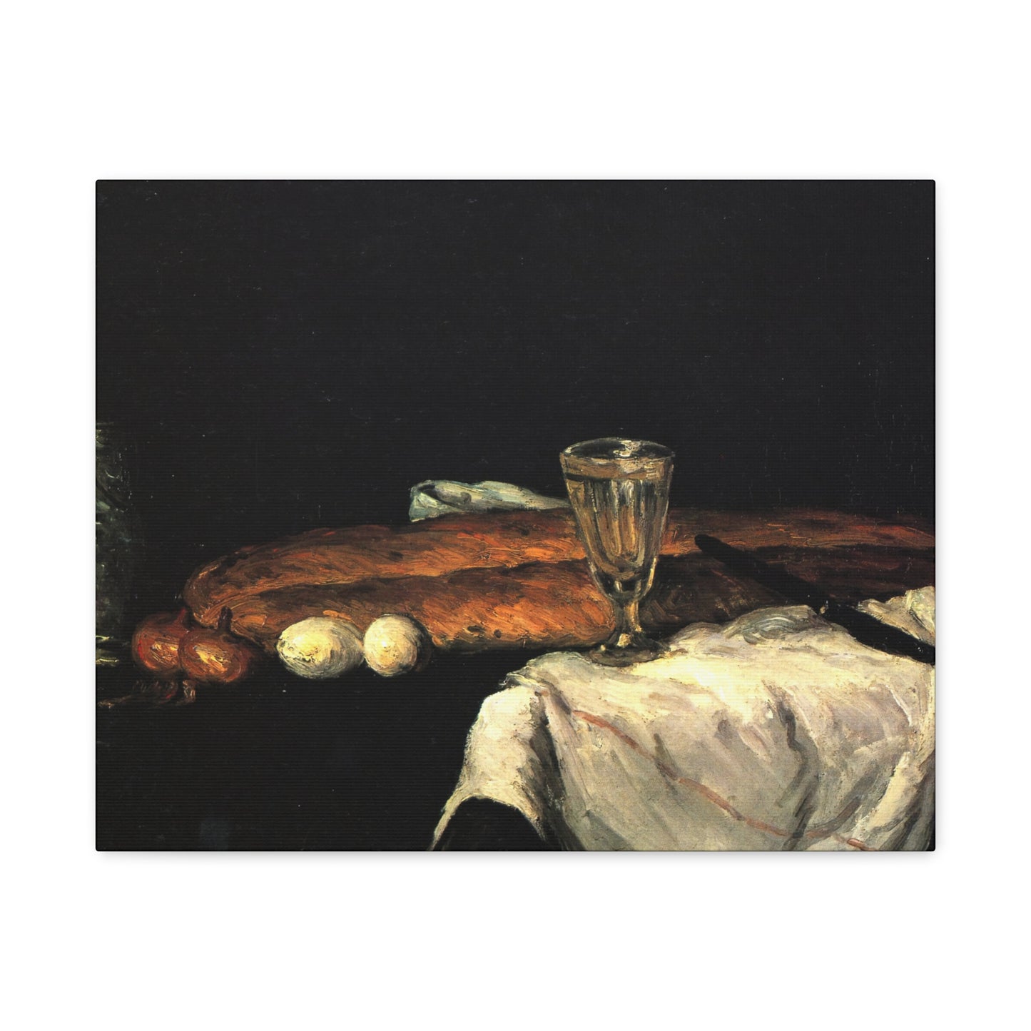 Cézanne, Paul - Still Life with Bread and Eggs (1865) - Canvas Block, unframed