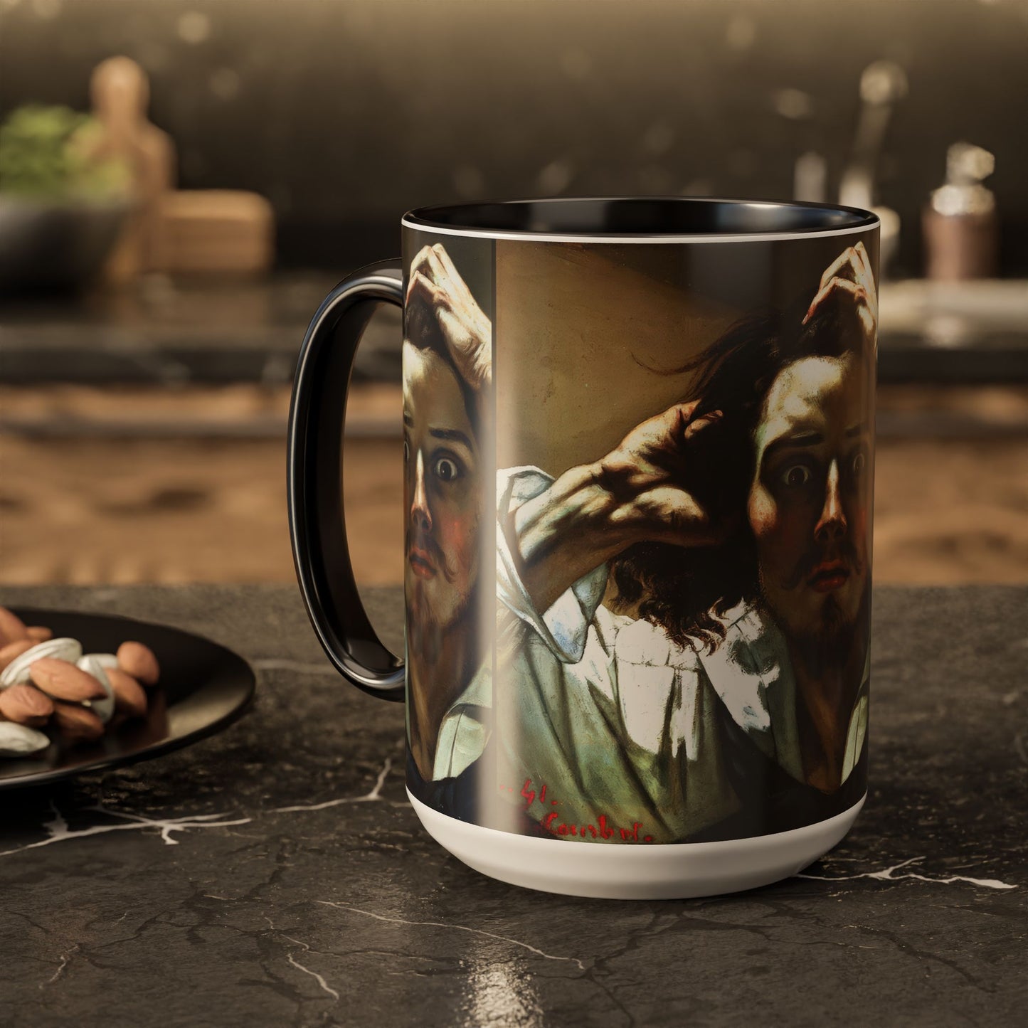 Courbet, Gustave - The Desperate Man (1843) - Colorful Accent Mugs