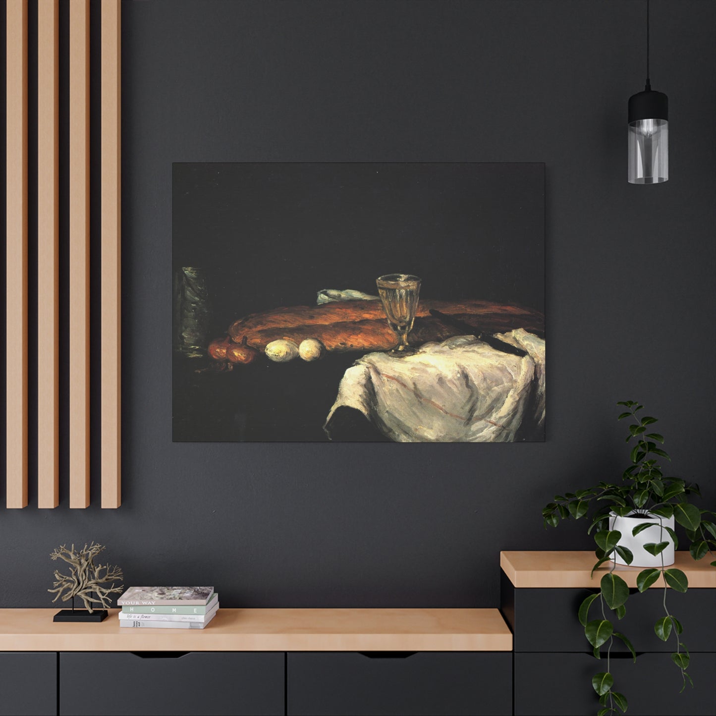 Cézanne, Paul - Still Life with Bread and Eggs (1865) - Canvas Block, unframed