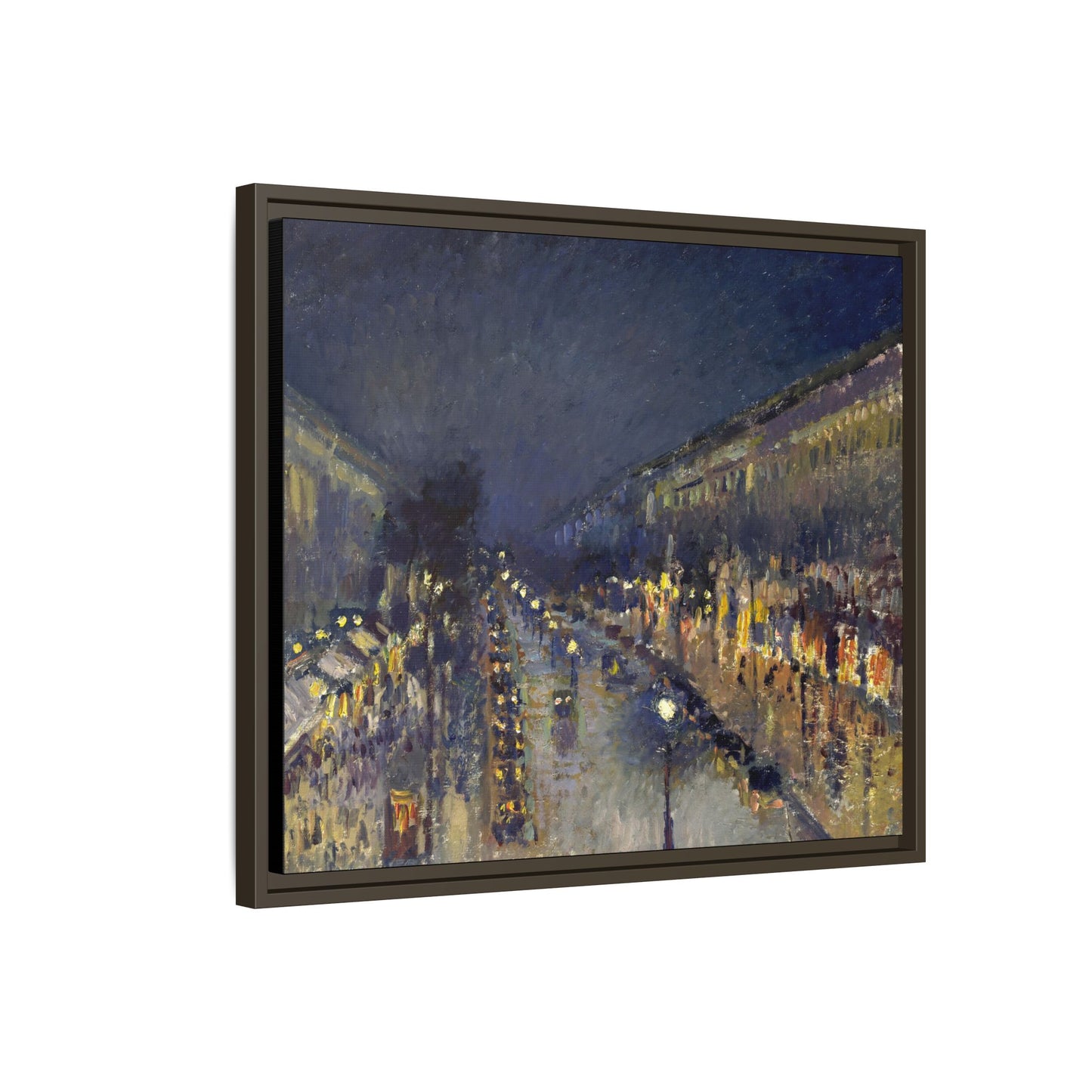 Pissarro, Camille - The Boulevard Montmartre At Night (1897) - Matte Canvas, Framed