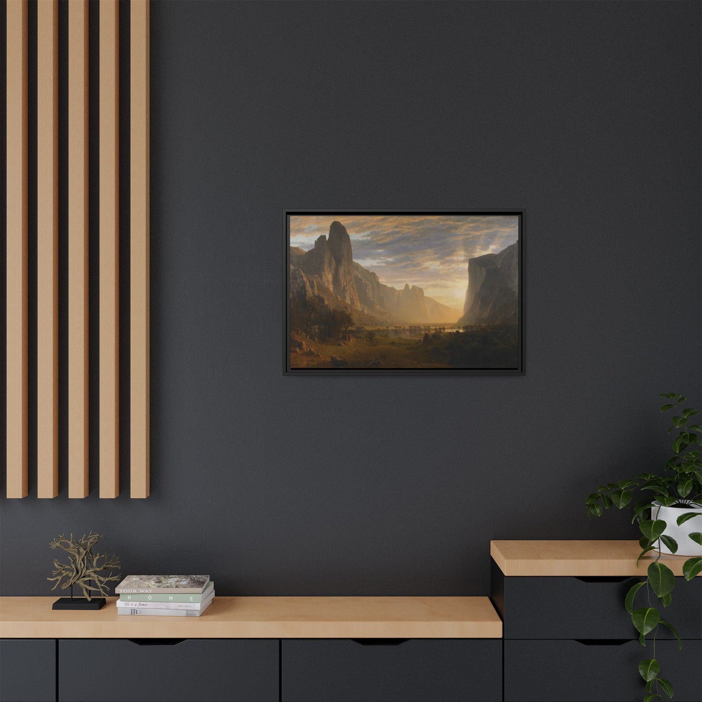 Bierstadt, Albert - Looking Down Yosemite Valley (1865) - Matte Canvas, Framed
