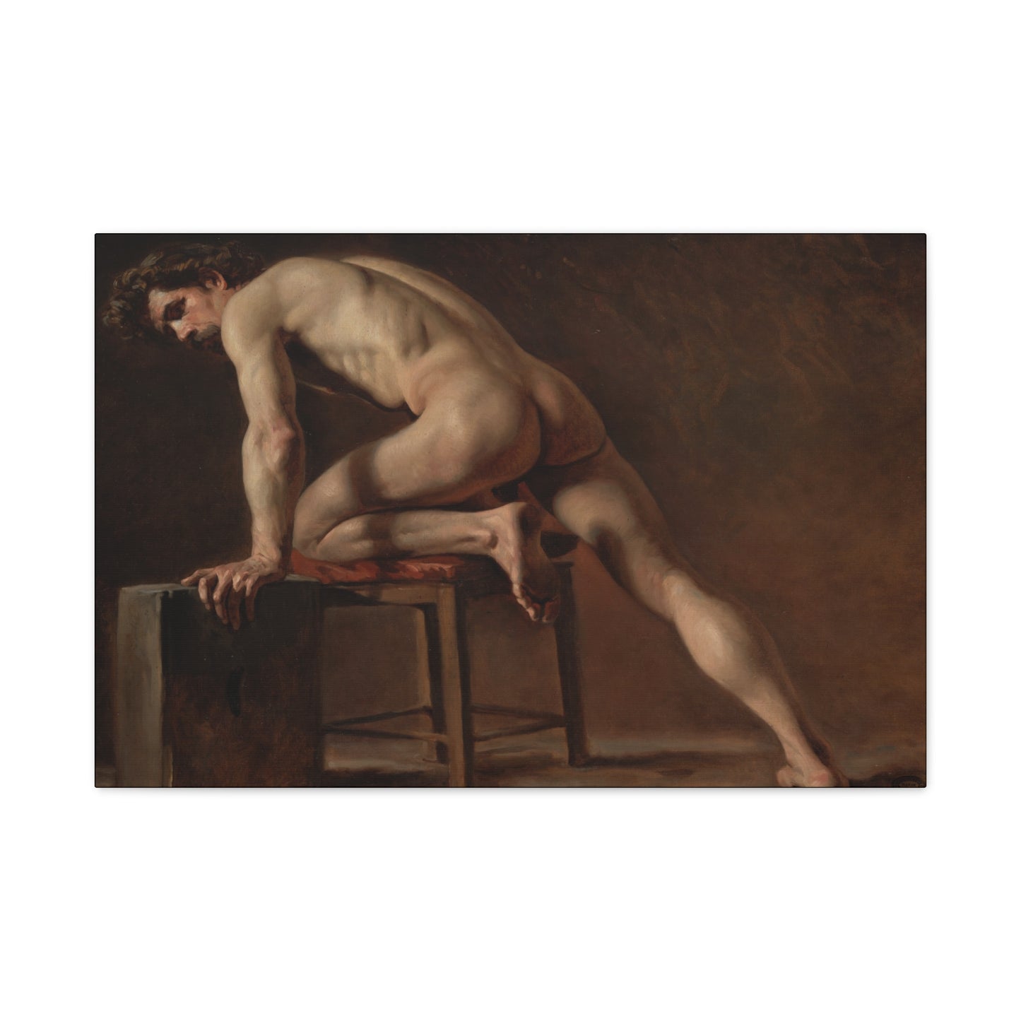 Courbet, Gustave - Study of a Nude Man (1840) - Canvas Block, unframed