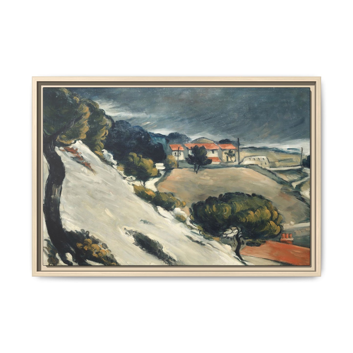 Cézanne, Paul - L’Estaque, Melting Snow (1870) - Matte Canvas, Framed