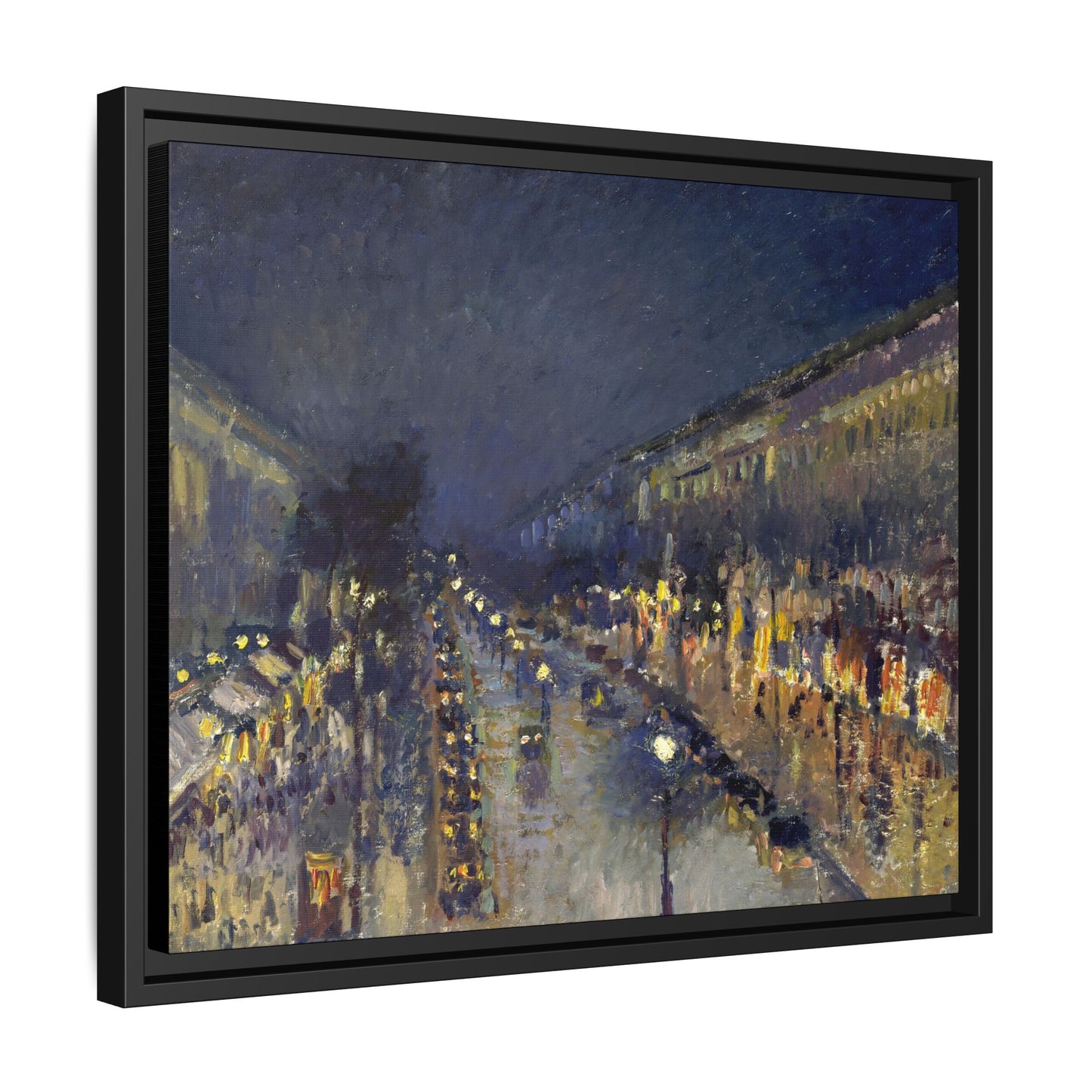 Pissarro, Camille - The Boulevard Montmartre At Night (1897) - Matte Canvas, Framed