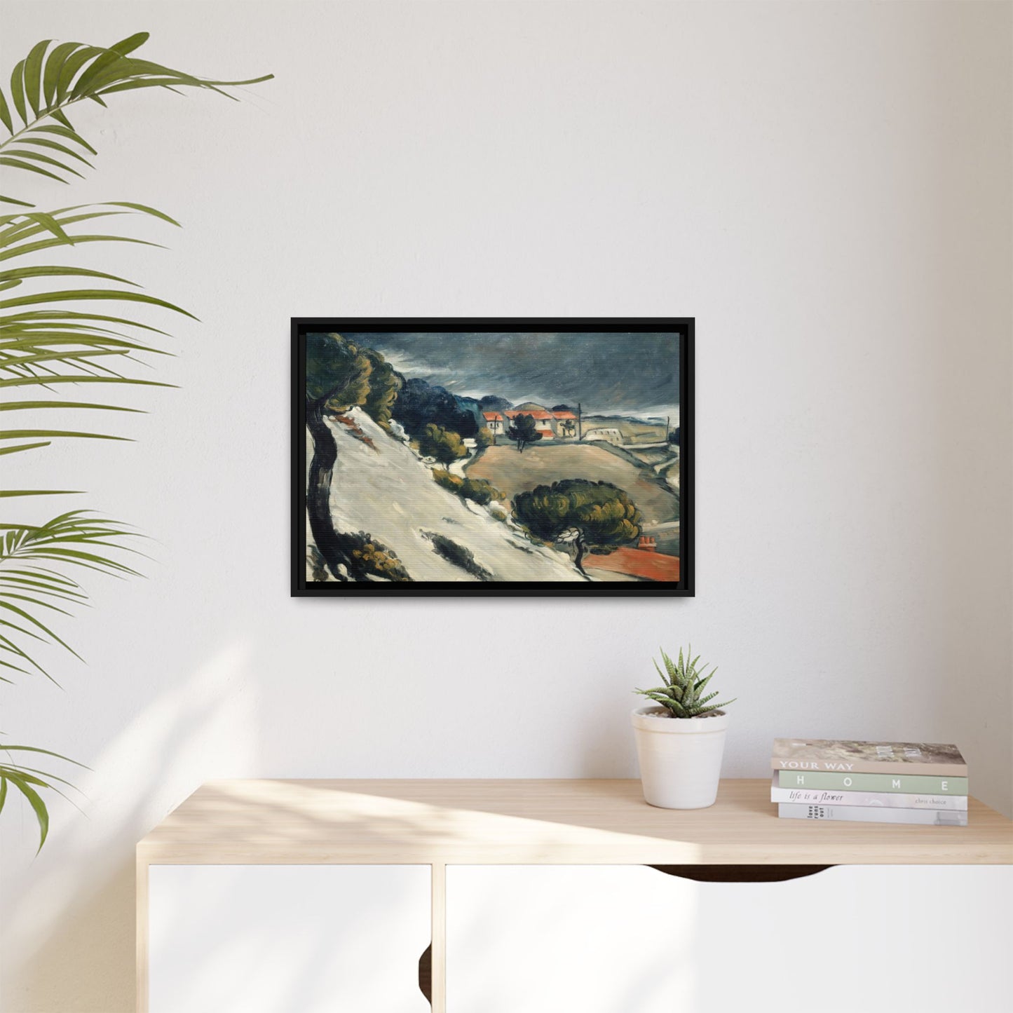 Cézanne, Paul - L’Estaque, Melting Snow (1870) - Matte Canvas, Framed