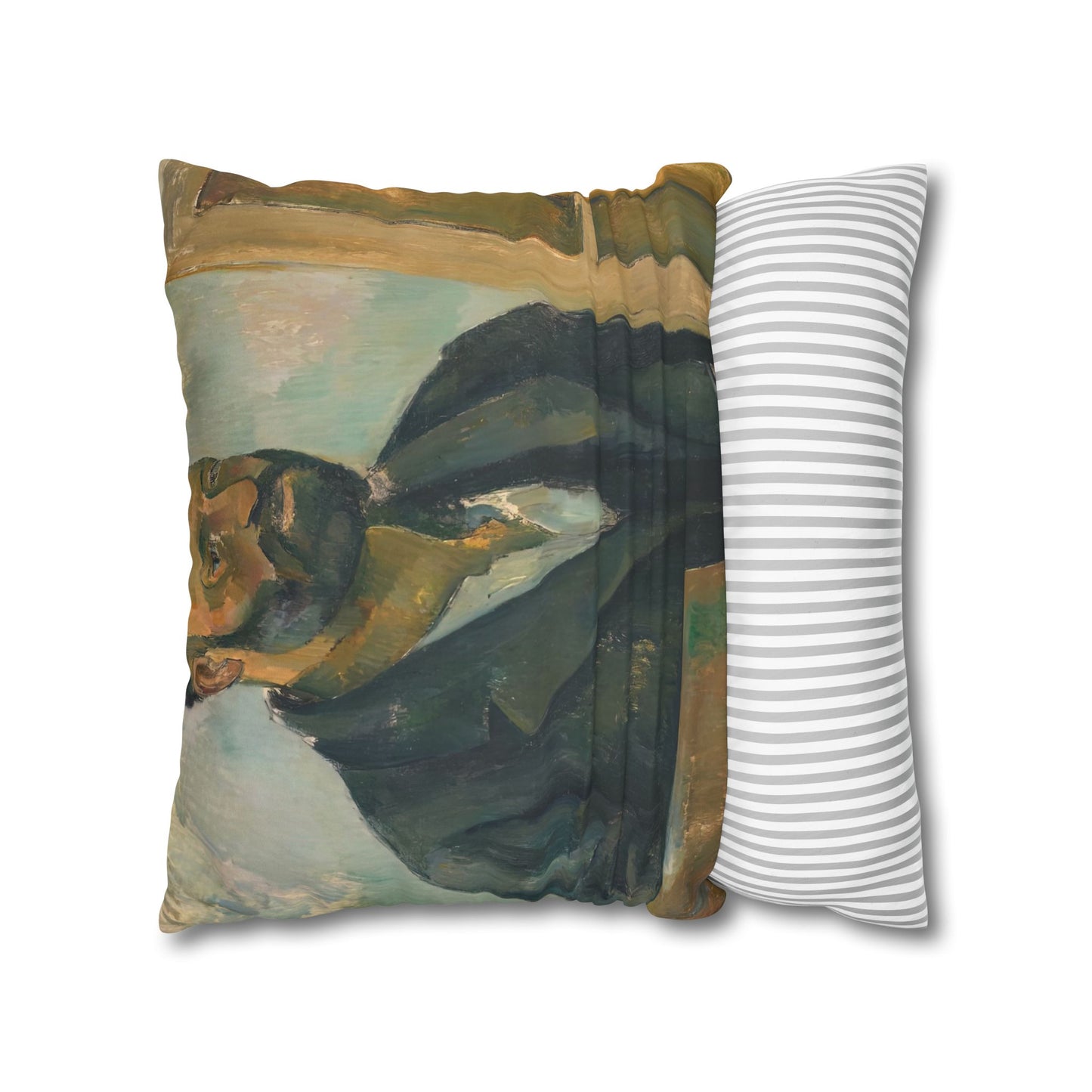 Cézanne, Paul - Portrait of the Artist with a Palette (1890) - Suede Square Pillowcase