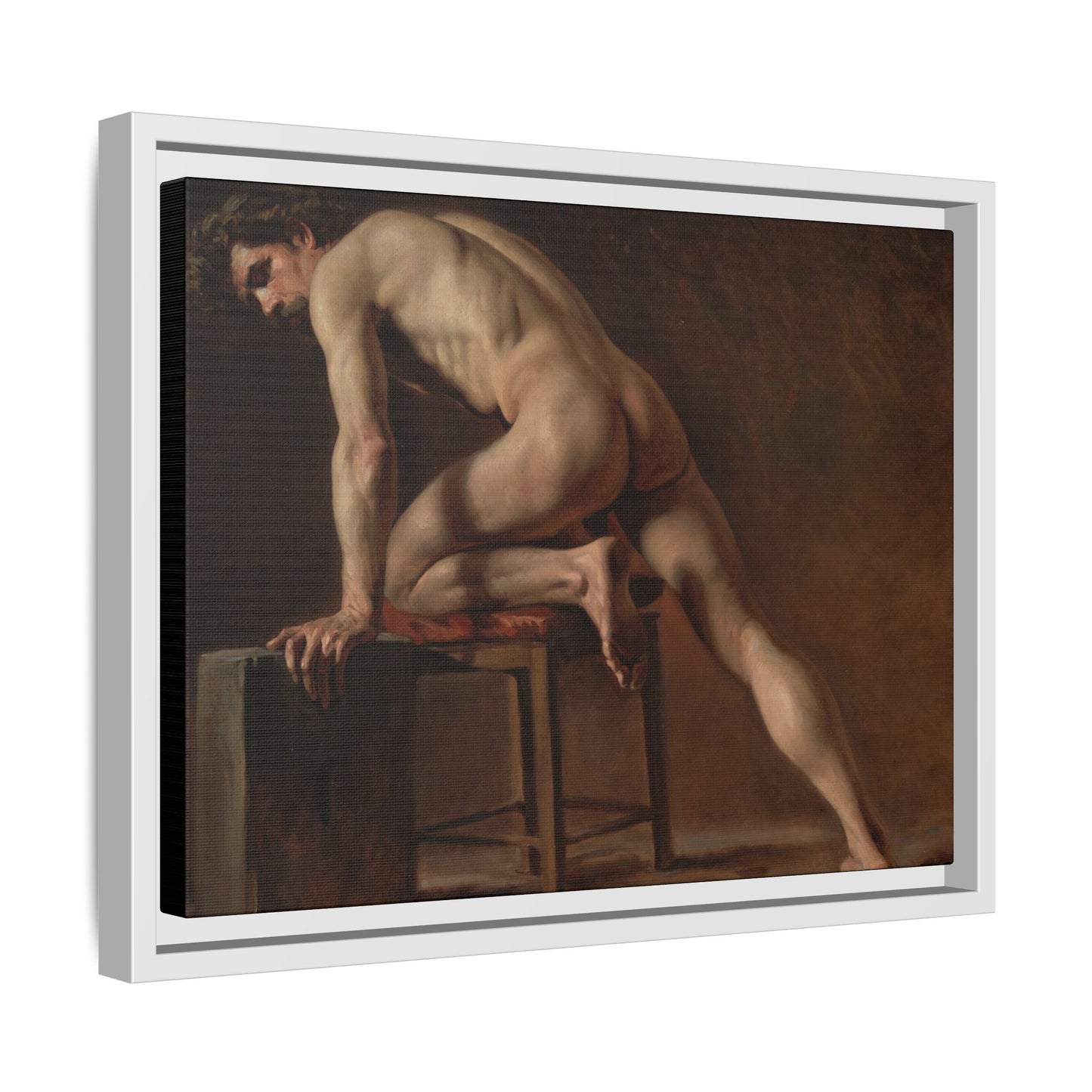 Courbet, Gustave - Study of a Nude Man (1840) - Matte Canvas, Framed